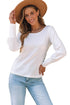 Ribbed Bishop Sleeve Round Neck Top